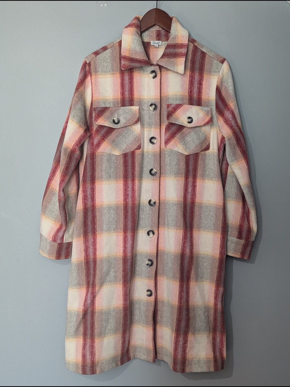 Kismet Oversize Gabrielle Fall Womens Plaid Pink Shacket Cozy Autumn Soft Grunge